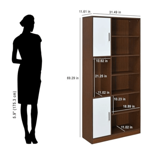 Nilkamal Madden Engineered Wood Semi-Open Book Shelf (Finish Color - Urban Walnut) - Image 3